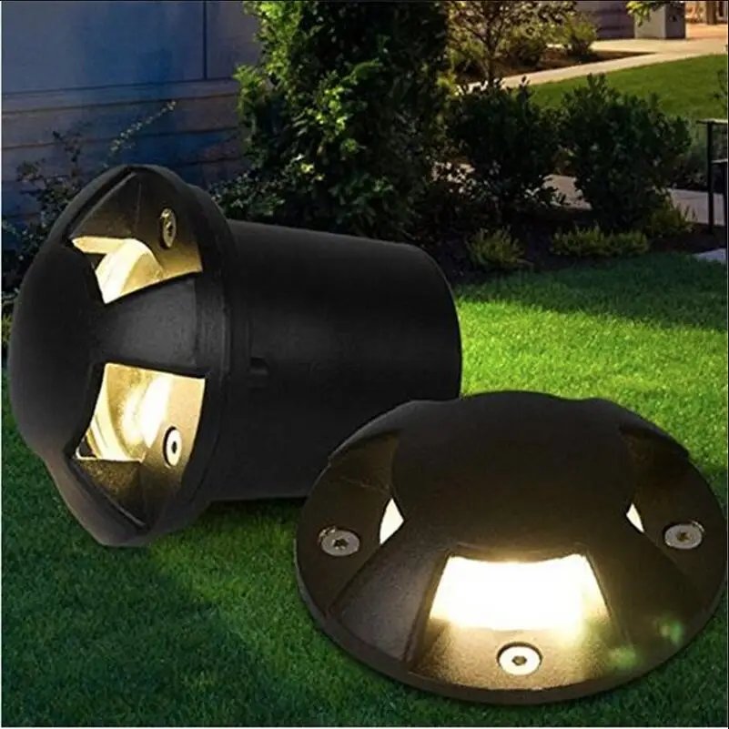 Waterproof 3x3W LED Underground light Ground Garden Path Floor Lamp Outdoor Recessed Deck Light 1/2/4 side view Underground Lamp