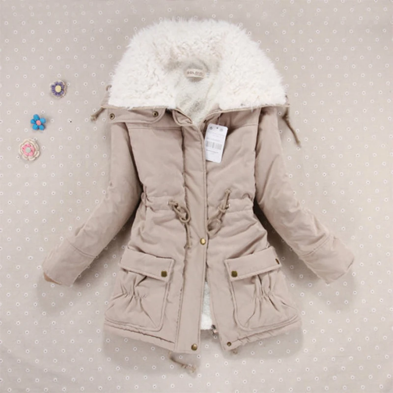 JRNNORV Fashion Winter Jacket Women Slim loose Outwear Medium-Long Wadded Jacket Thick Cotton Jacket Warm Fleece Parkas S-2XL