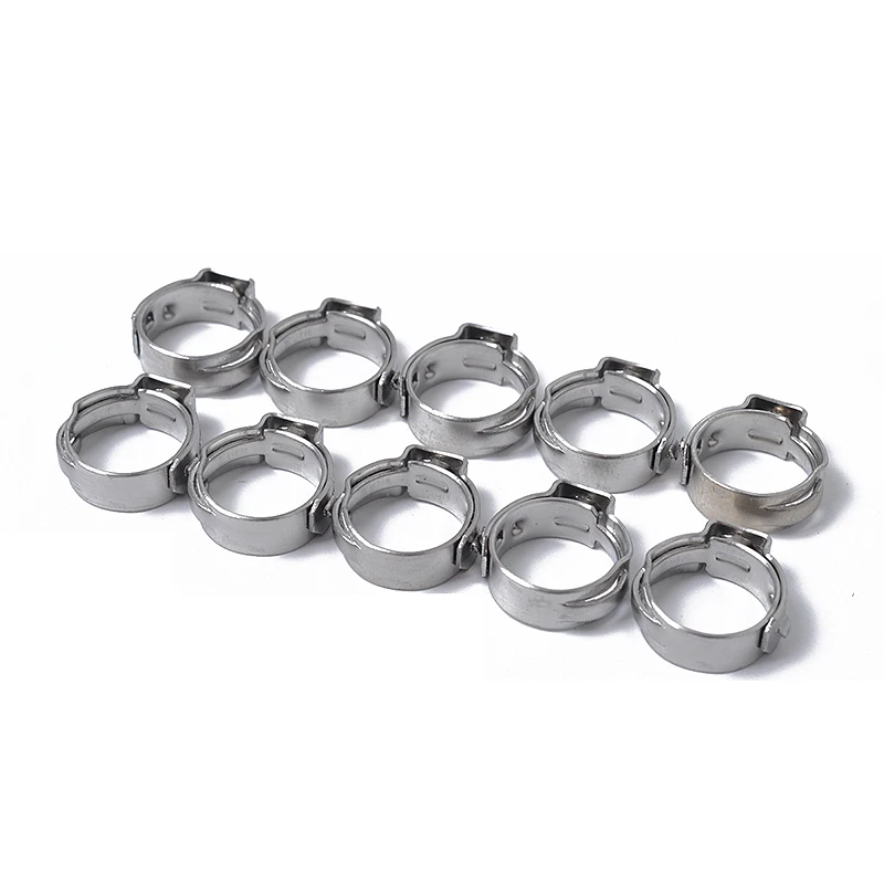 

10Pcs Stainless Steel Medium Single Ear Clamp Turbocharger Hose Clamp Fuel System Clamp Tube Fastener Clip for Car/ Ship Etc