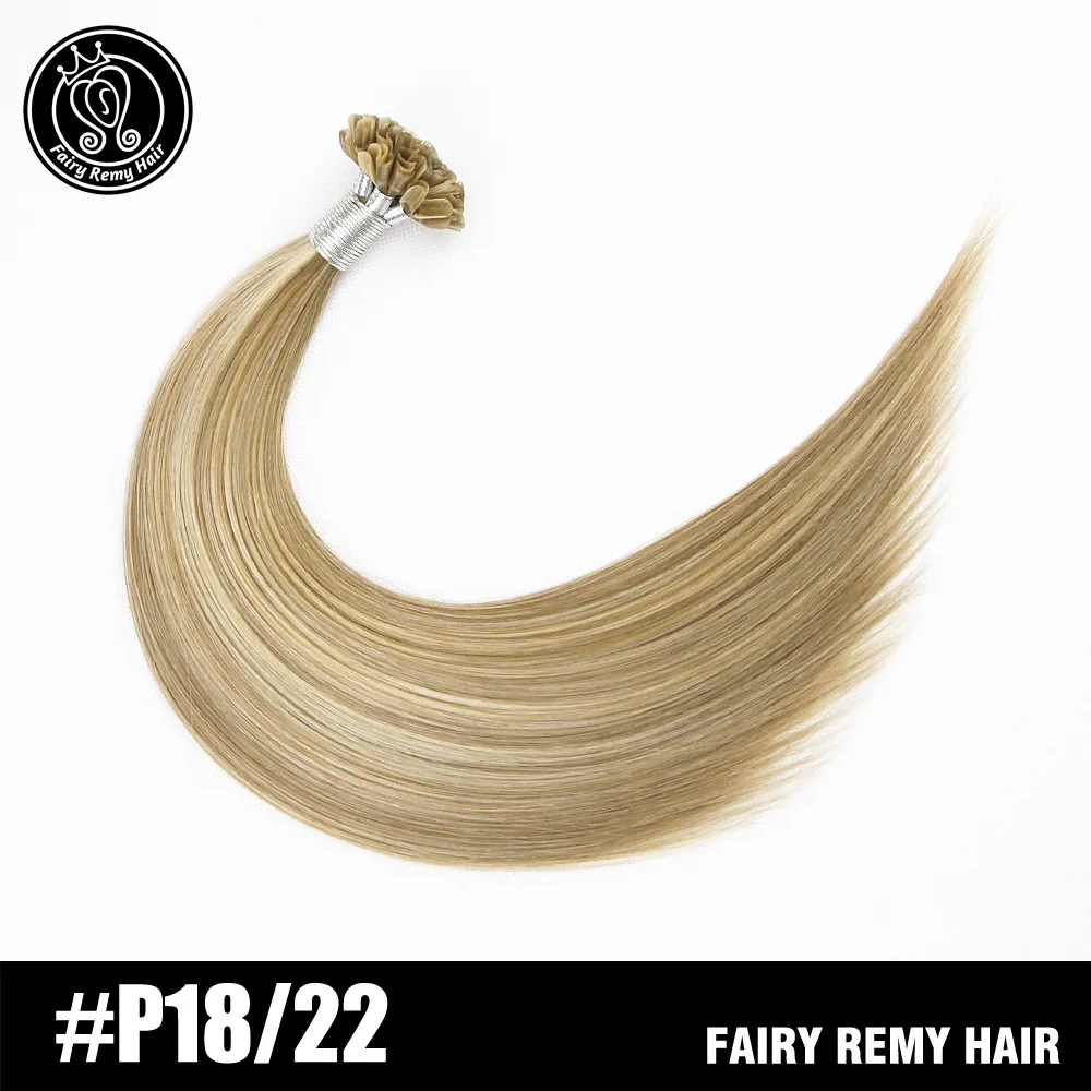 Сказочные волосы remy 20 дюймов 1 г/локон настоящие волосы Remy для наращивания на кератиновых пластинах, европейские человеческие волосы на капсулах 50 г/упак - Цвет: P18/22