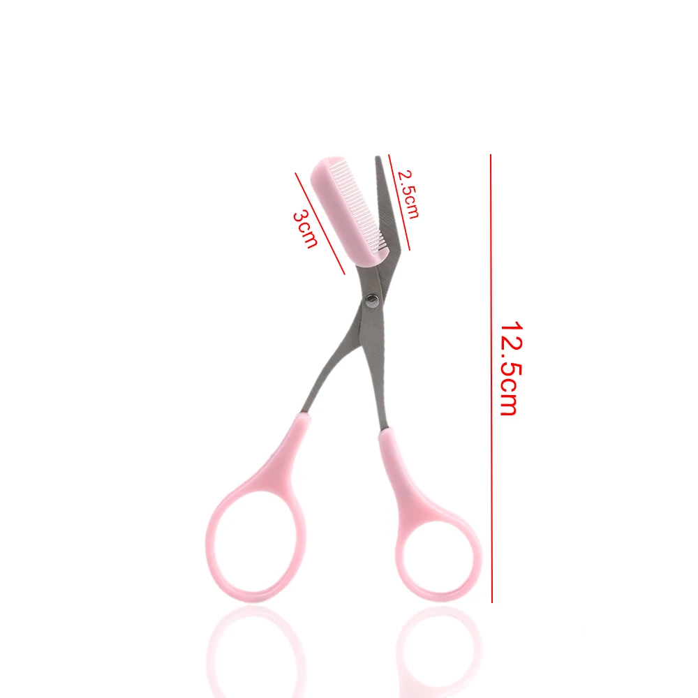 Женский Триммер для бровей, расческа, розовые ресницы, ножницы для волос, резак, косметические средства для снятия макияжа