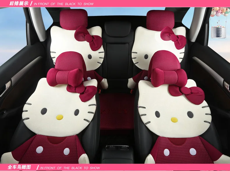 Женская одежда для девочек на все сезоны с милым мультяшным принтом «hello kitty», Шелковый Универсальный комплект для автомобильных сидений