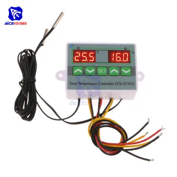 

ZFX-ST3012 Dual LED Digit Display Thermostat Temperature Controller 12V 24V 110-220V Thermometer with Dual NTC 10K Sensor Probe