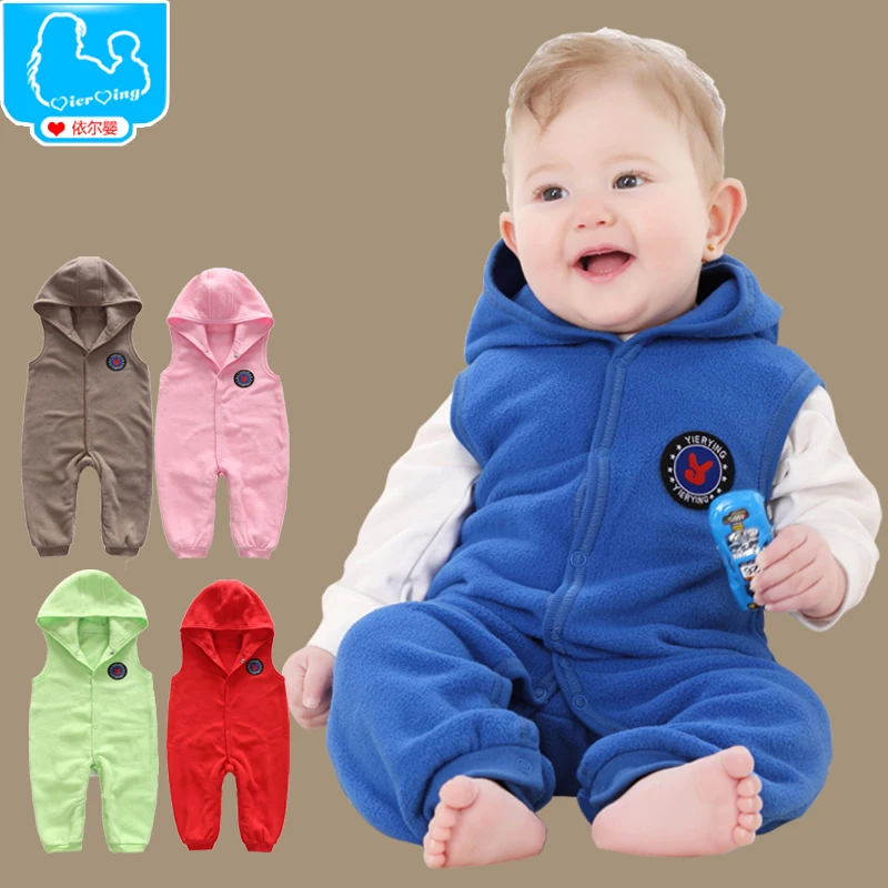 Baby rompers winter polar fleece infant clothes sleeveless toddler