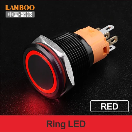 LB19A аркадная игра машина автомобильной двухцветная кнопочный переключатель - Цвет: Red LED Ring