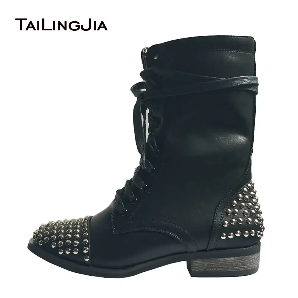 black ankle boots with black studs