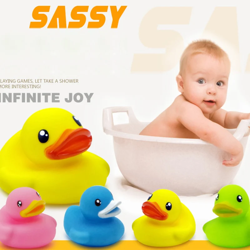 4 Pcs/Set Squeeze Sounding Dabbling Toy Baby Bath Ducks Toys Kids