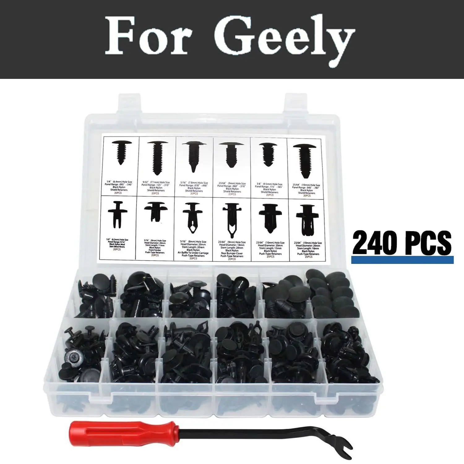 New 240pcs Bumper Clip Removal Tool Push Retainer Kit Fits Rivets For Geely Fc Gc6 9 Haoqing Lc