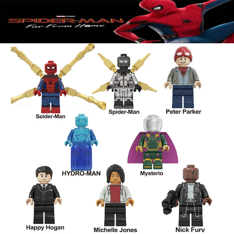 

8pcs Marvel Spider-Man: Far From Home Building Blocks Sets Model Bricks Toys Spider Man Building Block for Children Toys