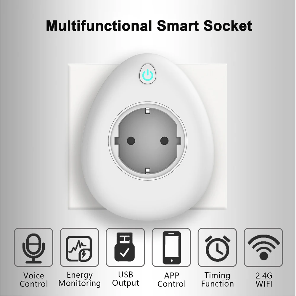 Умная розетка USB с контролем мощности ЕС WiFi таймер умная вилка WIFI дистанционное
