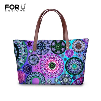 

FORUDESIGNS Kaleidoscope Cheshire Printing Shoulder Bag Women Handbags Leather Purse Large Ladies Hand Bags pochette sac femme