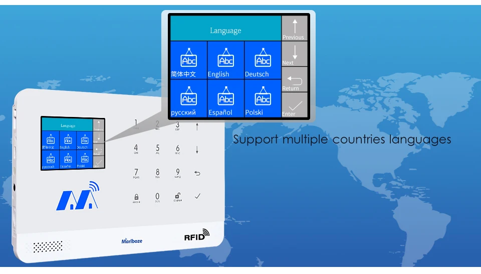 Marlboze беспроводной домашней безопасности GSM Wi Fi GPRS сигнализации системы IOS приложение для Android дистанционное управление RFID карты PIR сенсор