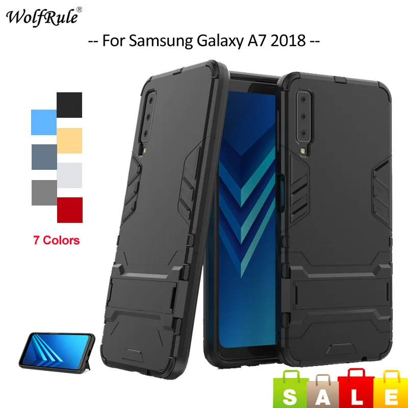 

For Cover Samsung Galaxy A7 2018 Case TPU & PC Holder Phone Case For Samsung A7 2018 Cover For Samsung Galaxy A7 2018 A750 6''
