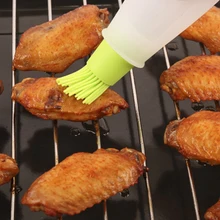 BBQ Tools for Barbecue Cooking Baking Pancake Storage Bottles Silicone Oil Bottle with Brush Kitchen Accessories plastic kitchen cooking oil brush bottle for barbecue frying orange