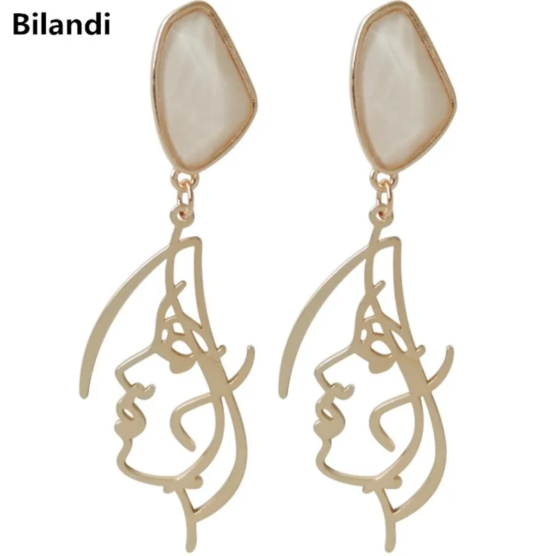 

Newest Fashionable Curved Resin Woman Face Drop Earrings For Imitation Jewelry