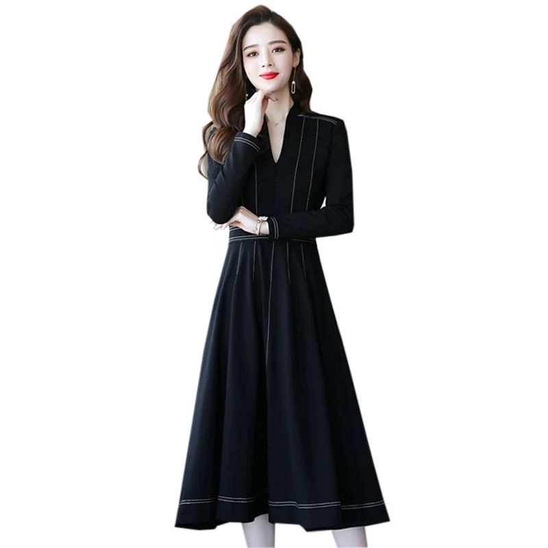 New Autumn Winter Women Party Dresses Ladies Elegant Long Dress Fashion