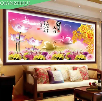 

QIANZEHUI.Needlework,DIY landscape Wealth and good fortune Heart swords Cross stitch,Sets For Embroidery kits Cross-Stitch
