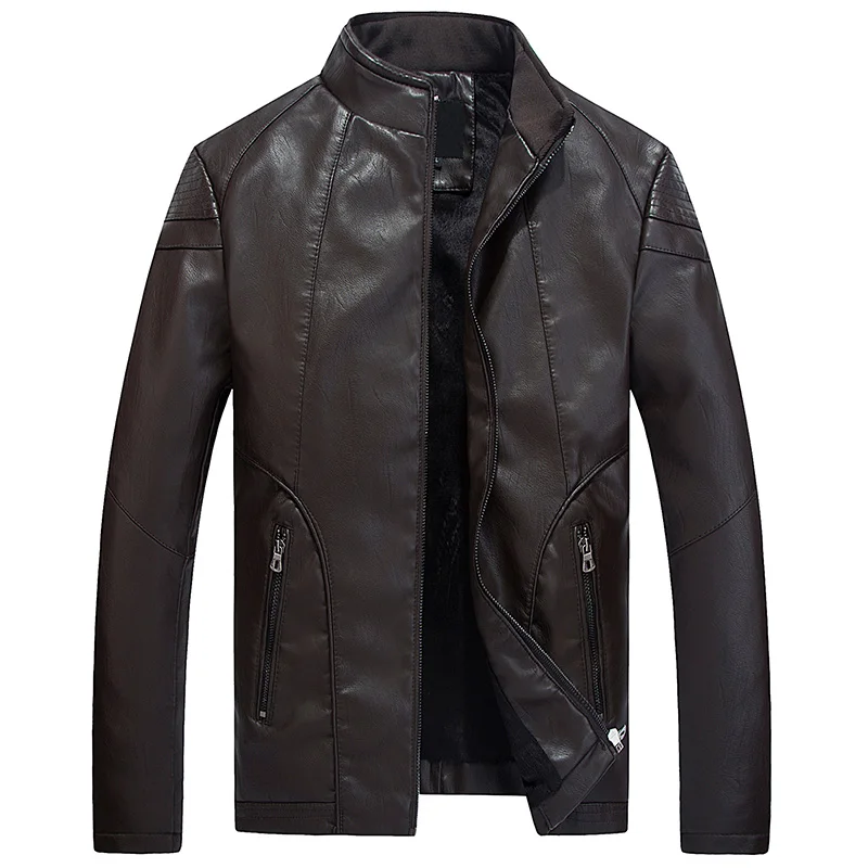 New men's fashion casual men's leather jacket motorcycle