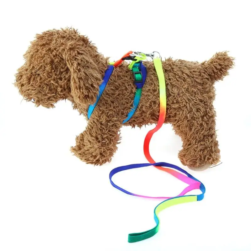 

2pcs/3pcs Dog Harness Leash Set Pet Vest Lead Colorful Adjustable Nylon Walking Lead Collar Belt Chain for Small Medium Dogs