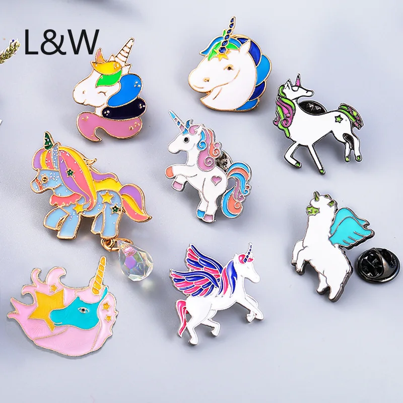 

3UMeter 2019 New Cartoon Brooch for women child unicorn Brooch pins badges Backpack mater Cute Collar corsage gift for child