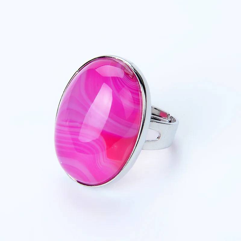 rose red veins agate Кольцо на палец с натуральным камнем рейки для мужчин и женщин, розовое овальное кольцо с кварцевым тигровым глазом, лазурит, черный обсидиан, вечерние ювелирные изделия - Цвет основного камня: rose red veins agate