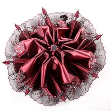 Красивый женский кружевной зонт с защитой от ультрафиолета с черным покрытием 3 складной зонт от дождя и солнца взрослый кружевной зонт принцессы