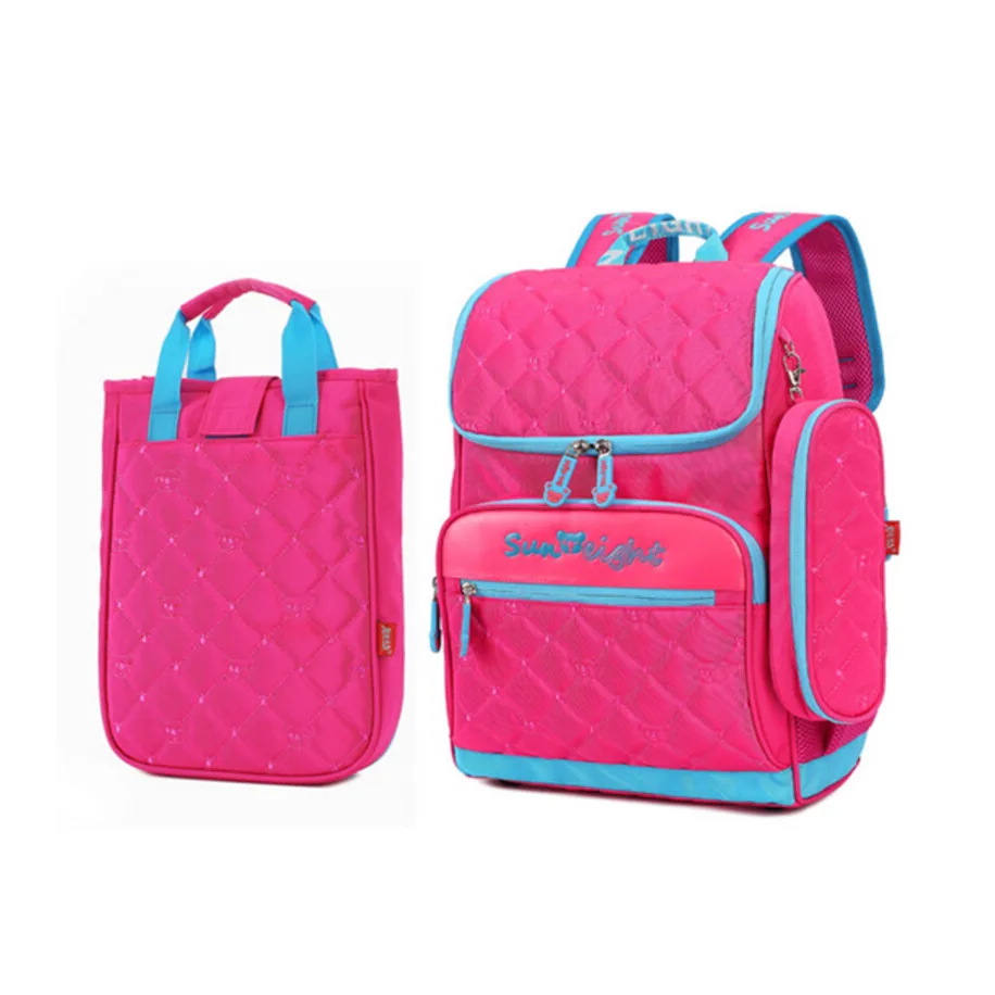 girl school bag set lunch box case Korean style elementary school backpack hot pink cute pencil ...