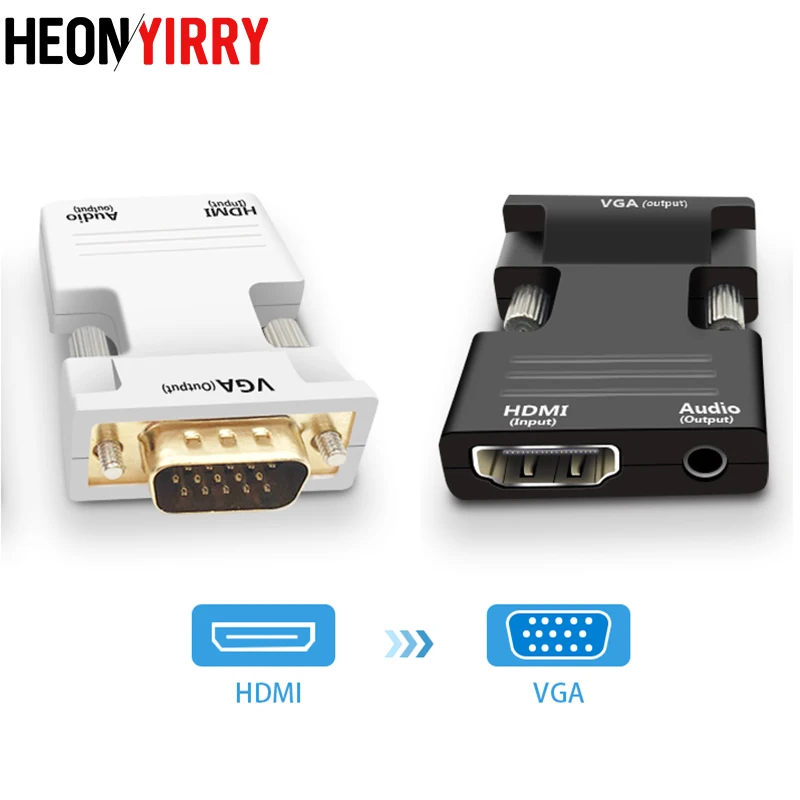 

HDMI to VGA Adapter Male to Female Digital To Analog Audio Video Converter Cable for Laptop PC TV Box Projector 1080P