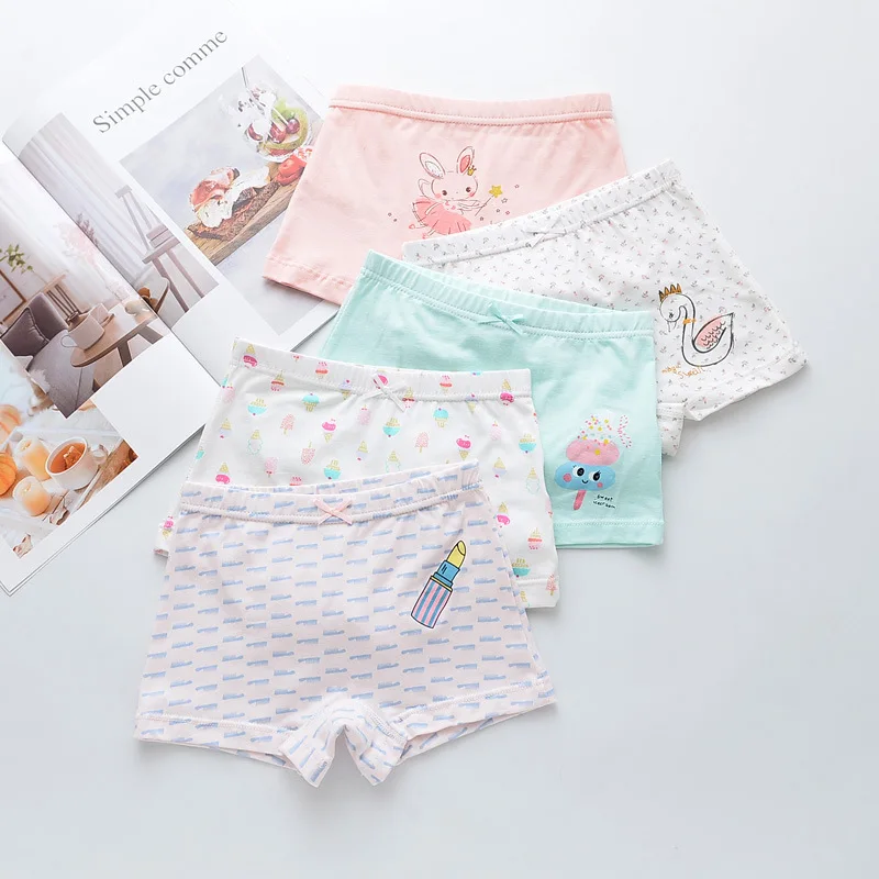 

HPBBKD 5Pcs/lot Girls Cotton Boxer Briefs Girl Panties Girls Boxer Shorts Children's Panties Kids Underwear For 2-14 Years GU207