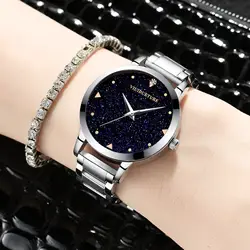 Модные женские кварцевые часы со стальным ремешком японский механизм горный хрусталь девушки бизнес часы Роскошный подарок