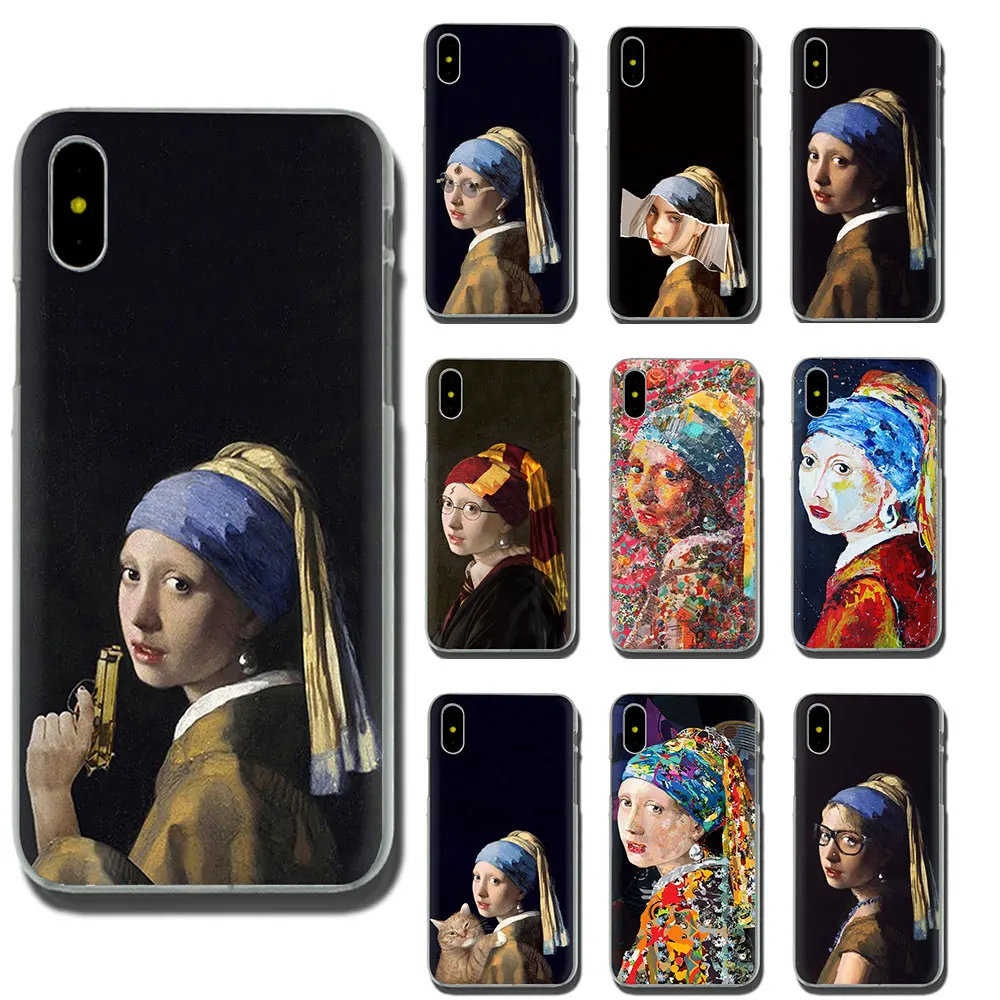 Жесткий чехол для телефона Girl с жемчужными серьгами Apple iPhone SE 2020 11 Pro XR XS Max X 8 7 6 6S