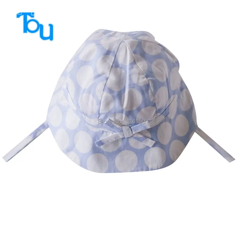 

TOU-- Child Fashion Dot Sunhat Kids Cotton Beach Hat Baby Girl 's Knitted Bucket Caps Sundown 1pc