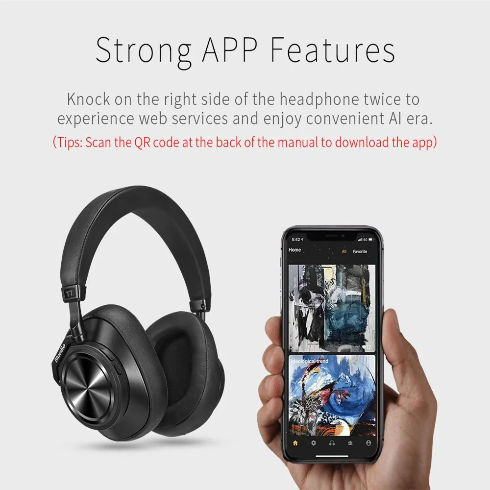 Новый Bluedio T7 Bluetooth наушники опеределяемый пользователем активный Шум