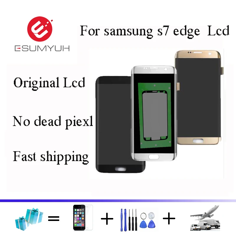 

Black White Gold For Samsung Galaxy S7 edge G935 G935A G935D G935F LCD display with touch screen digitizer Assembly replacemen