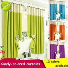 1PC ZHH Single Panel Modern Candy Colors Blackout Curtains For Living Room Flat Window Treatment Fashion Splicing Curtain Panels