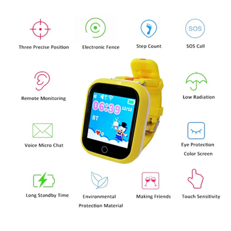 Sograce Q100 gps Смарт часы для умные ребенка телефонный звонок Relogio 2G цифровой SOS