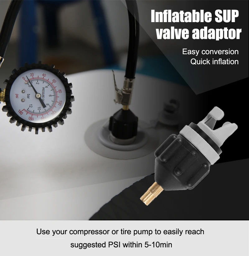Sup Pump Air Adapter Valve Paddle Board Kayak Inflatable Bed Rowing Adaptor D1H9