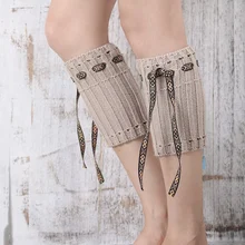 Модный женский зимний ботинок, вязаные гетры для женщин, сапоги на шнурках с манжетами, белые гетры, женские ботинки, носки