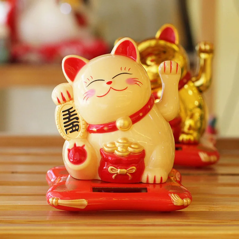 Модный черный/белый Maneki Neko на солнечных батареях, радушный Кот, удача для дома, автомобиля, отеля, ресторана, украшения, Ремесло