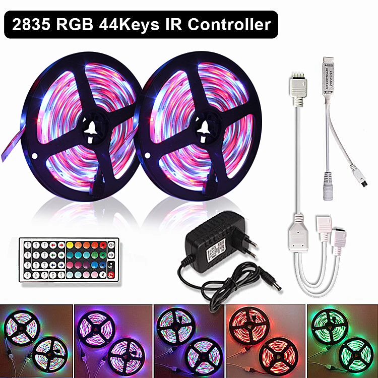 

10M 5M 2835 SMD 5050 Waterproof RGB LED Strip 12V Power + 44key Remote Tira LED 220V RGB Tape Neon Diode Ribbon LED Light Strip