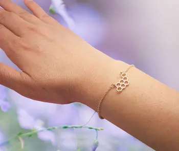 

10PCS- Fashion Cute Honeycomb Bracelet Beehive Bracelet Honey Bee Comb Hive Bracelet Hexagon Bracelet