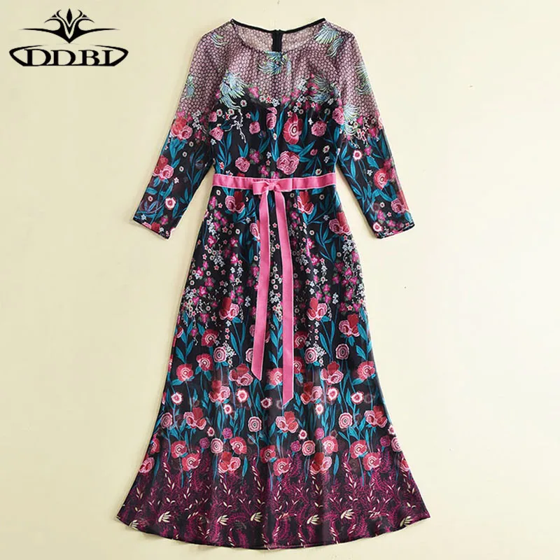 high quality summer dress floral black dress with sleeves 180504