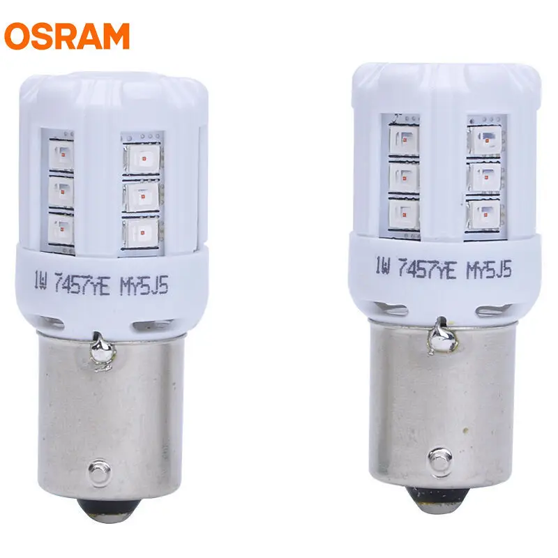 OSRAM СВЕТОДИОДНЫЙ PY21 7457YE PY21W 12 в 1 Вт желтый цвет светодиодный riving Автомобильные противотуманные фары OEM передний задний указатель поворота светильник 80% энергосберегающая пара