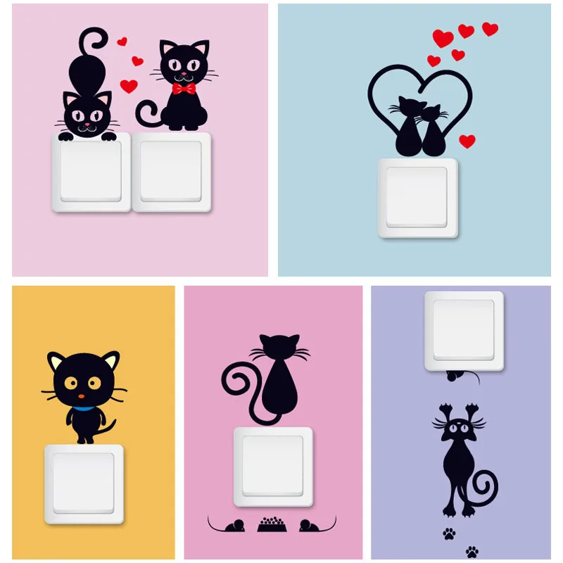 

DIY Funny Cute Sleeping Cat Switch Stickers Wall Stickers Decal Home Decoration Bedroom Living Room Parlor Decoration