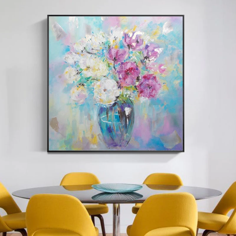 100% Hand Painted Abstract Flowers Art Oil Painting On Canvas Wall Art Wall Adornment Pictures Painting For Live Room Home Decor