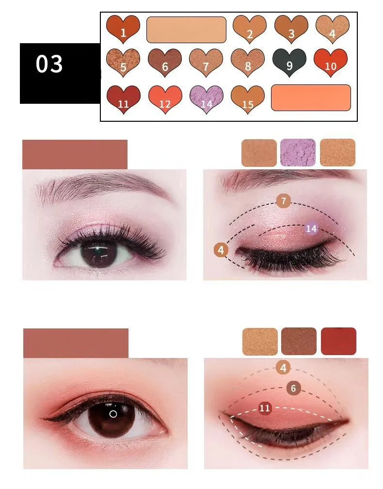 16-color Heart-shaped Eye Shadow paint Palette Матовый Блеск Shimmer Personality Makeup Shadow Palette прочный водостойкий