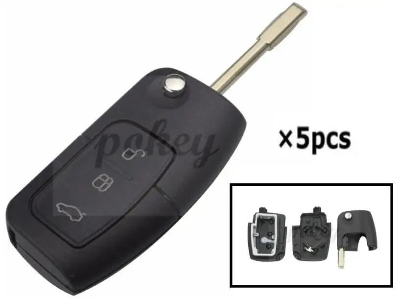 

5pcs/lot for FORD 3 button Flip Remote Key Shell case fob Mondeo Focus Fiesta C Max Ka FO21 uncut