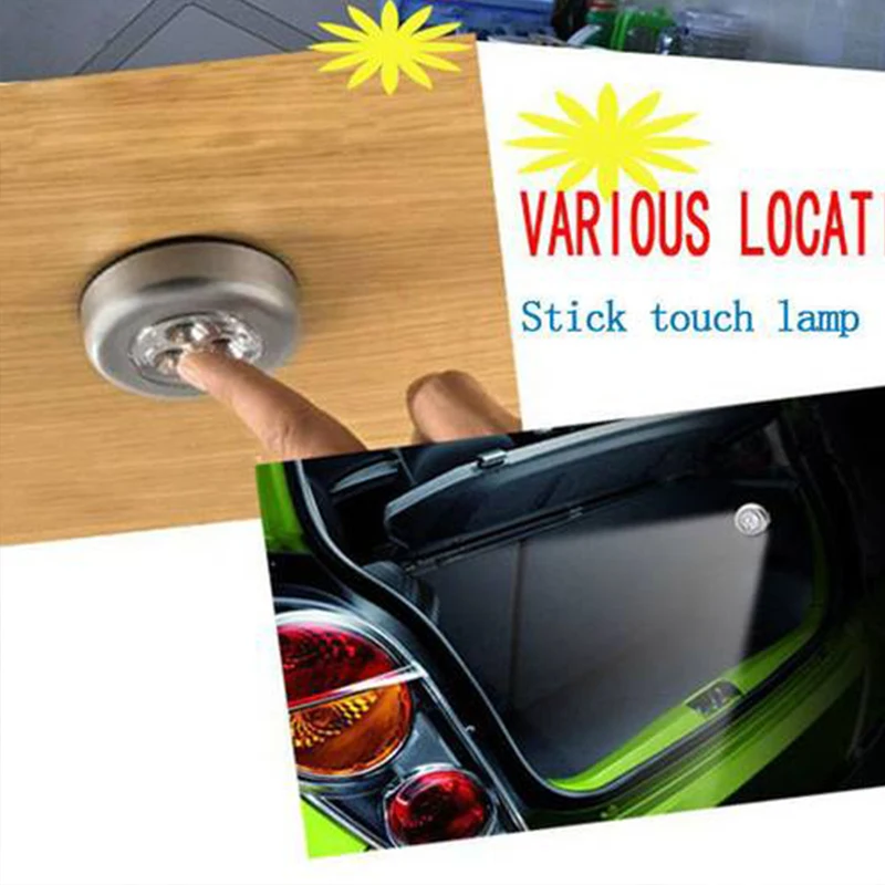 Vander 1PC 4 Leds Touch Night Light Car Interior Decoration Bedroom