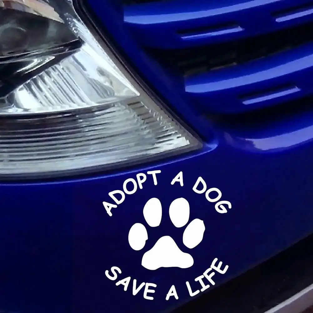 

Adopt A Dog Save A Life Letters Paw Pattern Self-adhesive Car Sticker Auto Decal