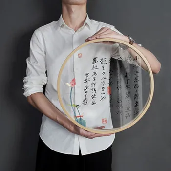 

New Chinese Round Transparent Painting Glass Painting Painting Restaurant Lotus Lotus Decor Painting Framed Wall Painting M1776